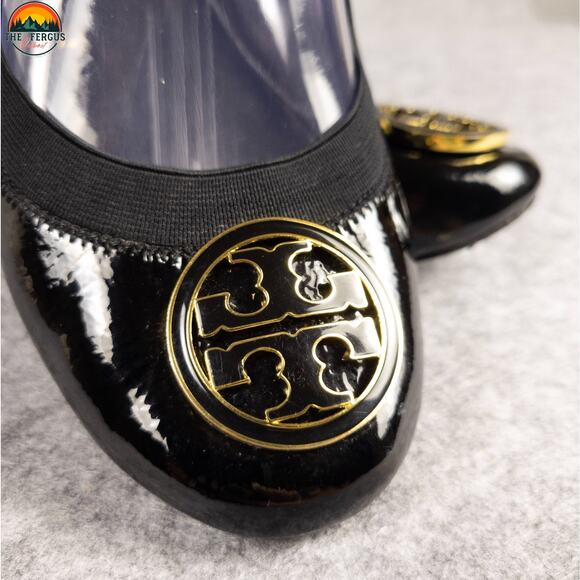 Tory Burch Caroline Ballet Flats Black Leather Round Toe Slip-On Women's Sz 7M - Picture 13 of 15